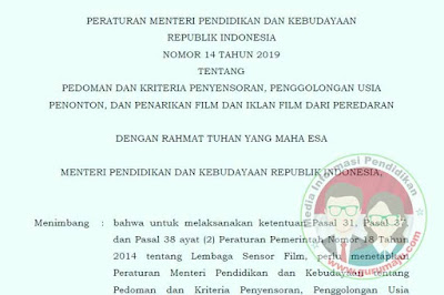  Tentang Pedoman dan Kriteria Penyensoran Permendikbud Nomor 14 Tahun 2019