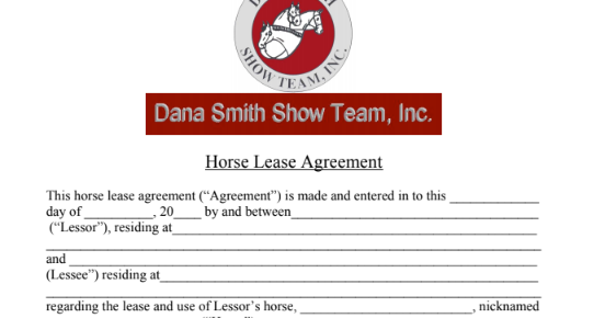 horse lease agreement in doc and pdf sample contracts