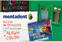 Logo Omaggio sicuro: kit da disegno album e colori con Mentadent