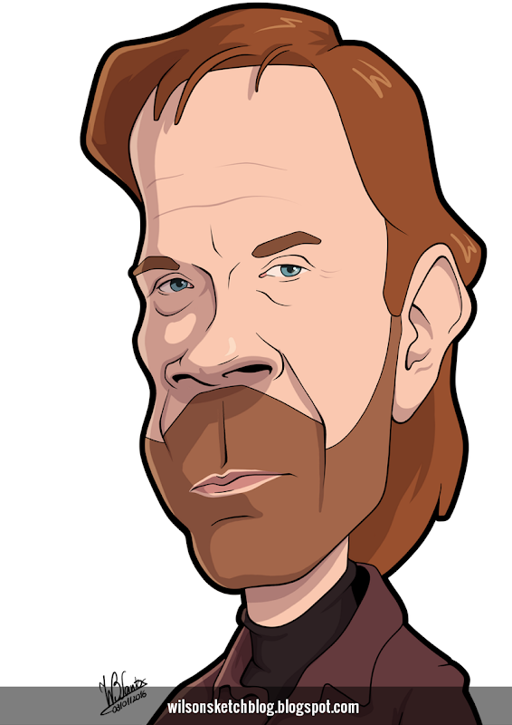 Cartoon caricature of Chuck Norris.