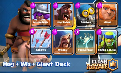 Strategi Deck Hog + Giant + Wizard Arena 4-6 Clash Royale