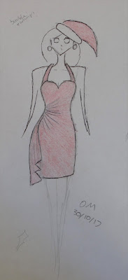 Fashion sketch drawing for Studio Faro gathered vintage dress