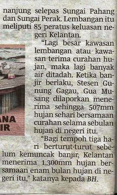 Orang ni Surat khabar Pro UMNO dedah punca banjir luar biasa di Kelantan
