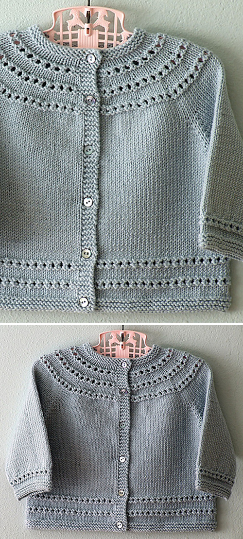 Eyelet Yoke Baby Cardigan - Free Pattern 