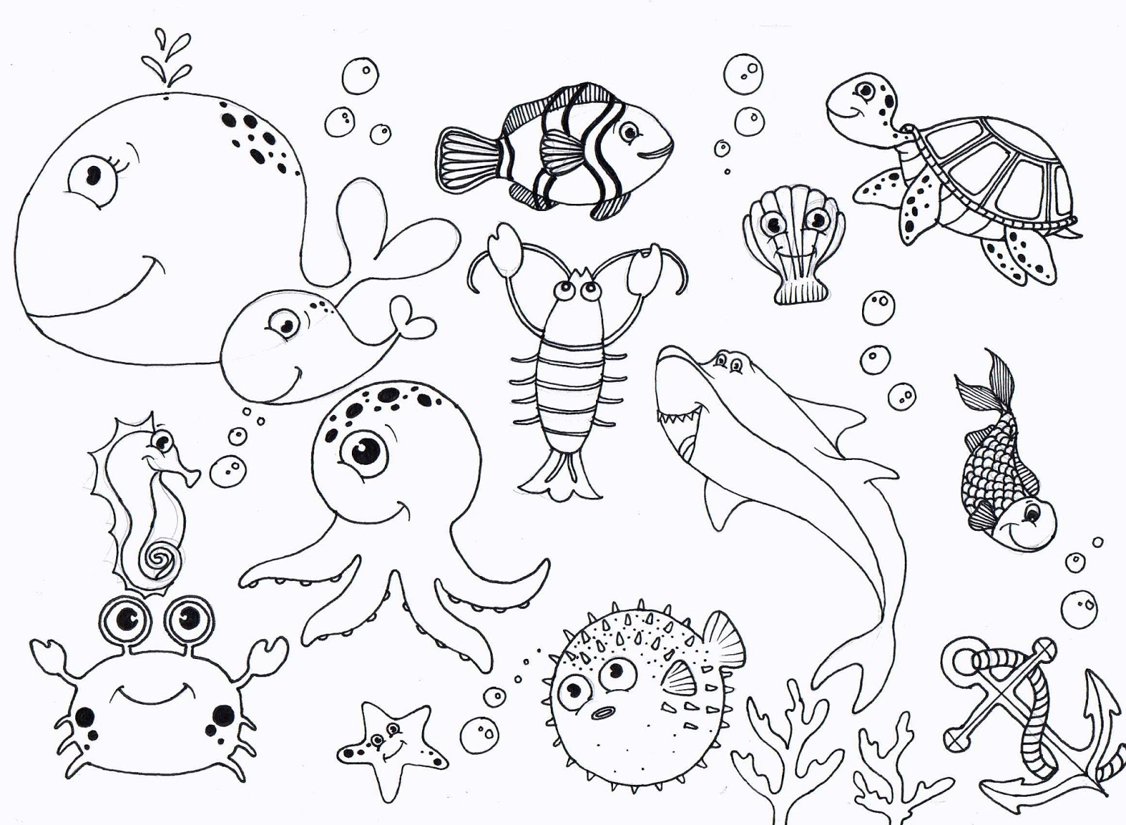 Download Free Under the Sea Coloring Pages to print for kids