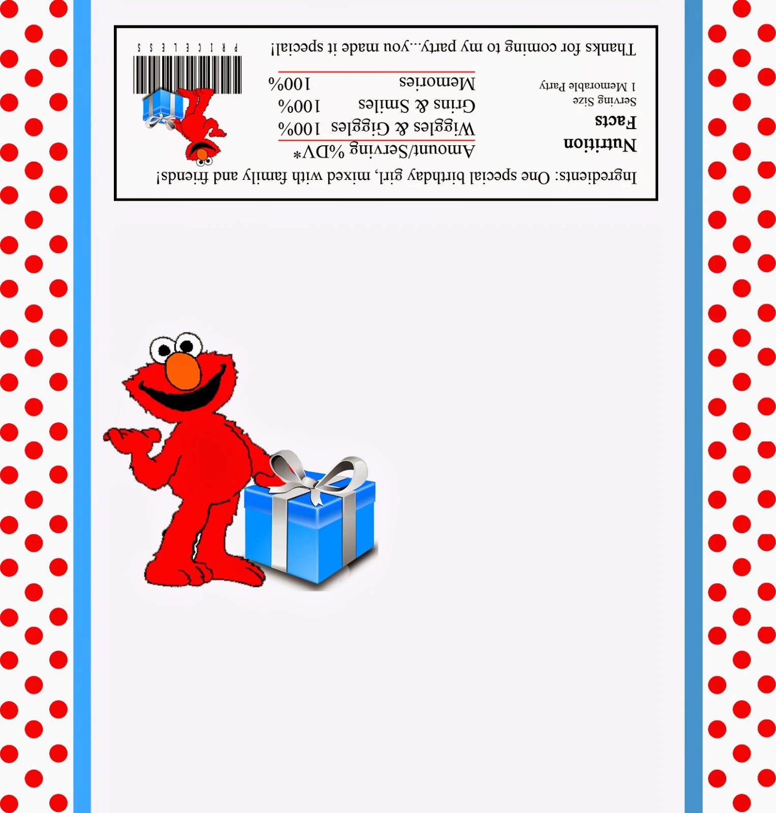 Elmo: Etiqueta para Chocolates para Imprimir Gratis. 