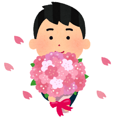 花束を持つ人のイラスト（男性）