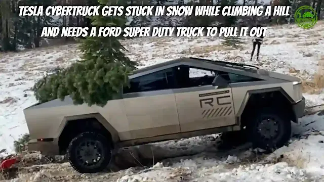Tesla Cybertruck in a Snowy Predicament