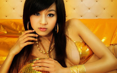 Asian Cute Girl | Gold Bikini Model