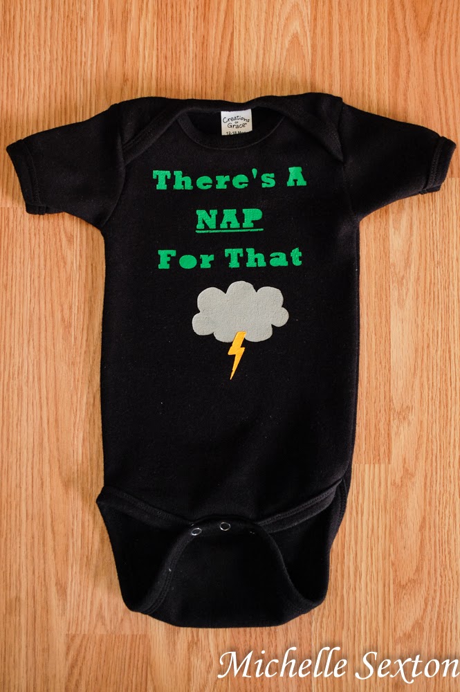 There's A NAP For That - decorate a onesie. This tutorial also provides the Free file to download to create this with a Silhouette as well as a PDF to create it by hand!