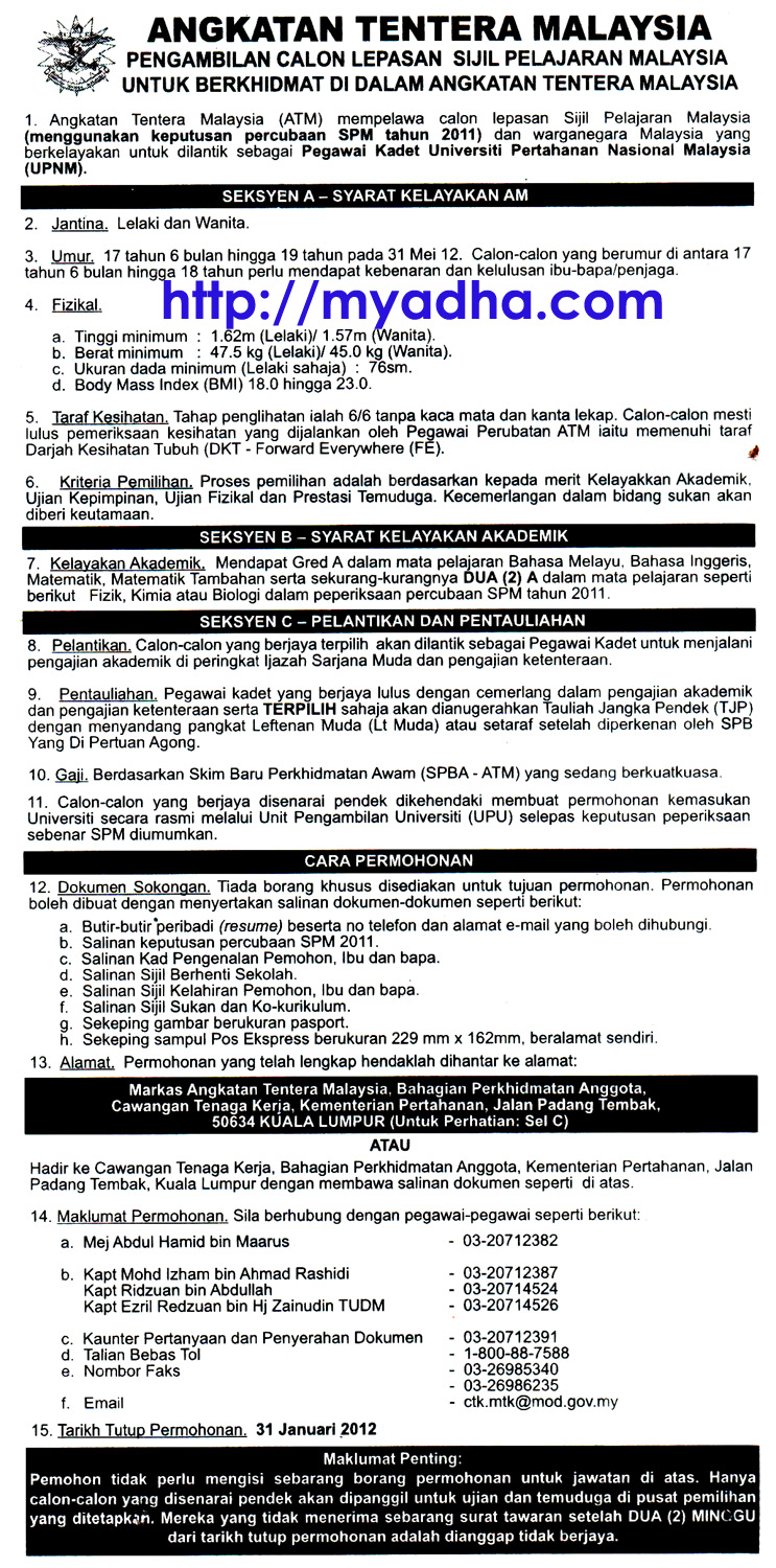 Pengambilan Calon Lepasan SPM untuk Dilantik Sebagai Pengambilan Calon Lepasan SPM untuk Dilantik Sebagai