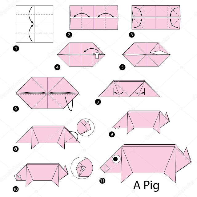 como hacer un cerdo en origami