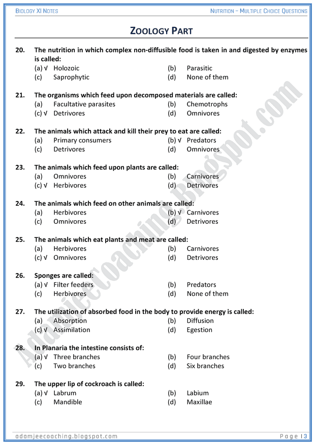 nutrition-mcqs-biology-11th