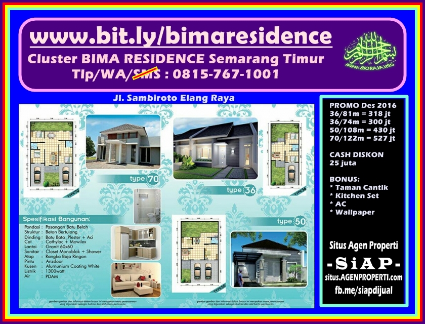 Jual rumah  BIMA RESIDENCE Sambiroto Semarang  Timur  