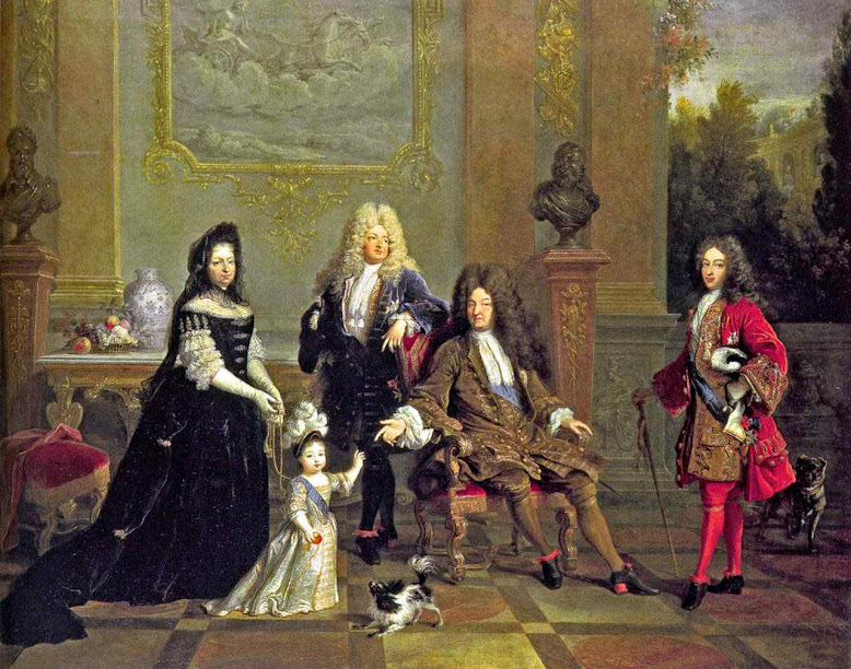 As famílias dotadas para governar bem são essenciais para um bom governo. O rei Luis XIV e familia. Atribuido a Nicolas de Largillière  (1656 – 1746),  Wallace collection