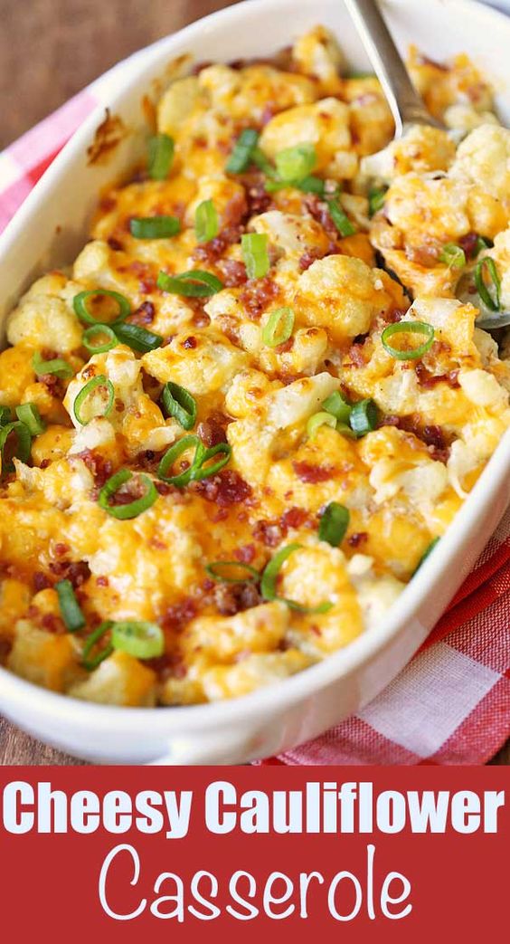 An amazingly rich and tasty cauliflower casserole is keto and low carb. #healthy