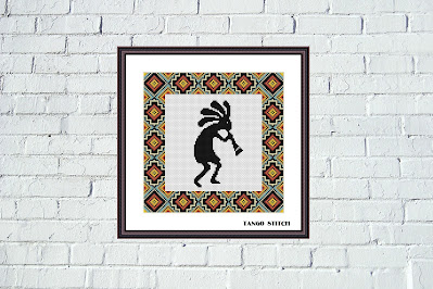 Kokopelli native American ornament cross stitch pattern