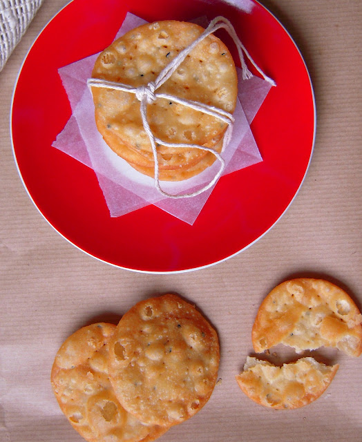 Nimki or Namak Paare are diamond shaped savoury fried crackers.  Using the same dough that is used to make nimki, I also make papdi. Find the recipe for nimki and papdi here.