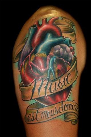 music heart tattoo. Heart Tattoo For Men