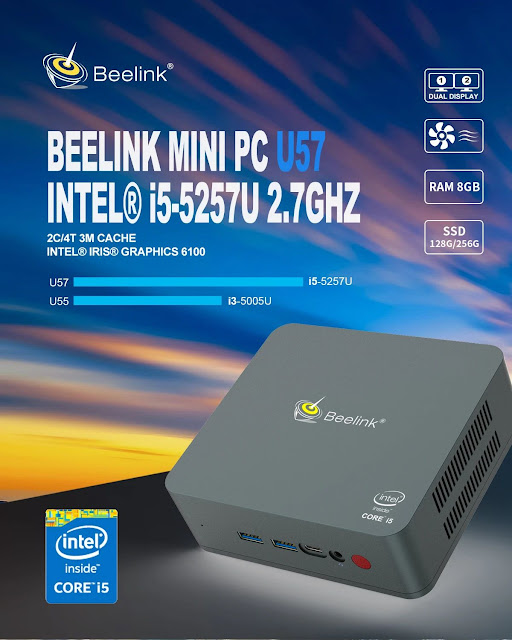 Beelink U57 Intel Core i5-5257U 2.7GHz 8GB 256GB SSD 1000M LAN 5.8G WIFI bluetooth 4.0 USB3.0 Mini PC Support Windows 10