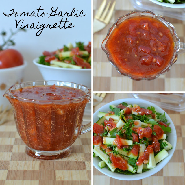 This summer tomato garlic salad dressing is perfect with lettuce salads, pasta salads and delicious drizzled over roasted vegetables! Skip the store bought stuff and make this instead!