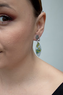 boucles d'oreilles mokume gane bleu vert or et gris polymere stenna bijoux