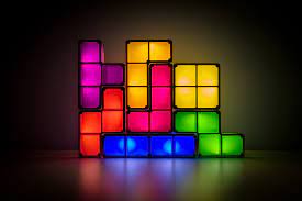 Tetris (EA) showing the Tetris colours in game