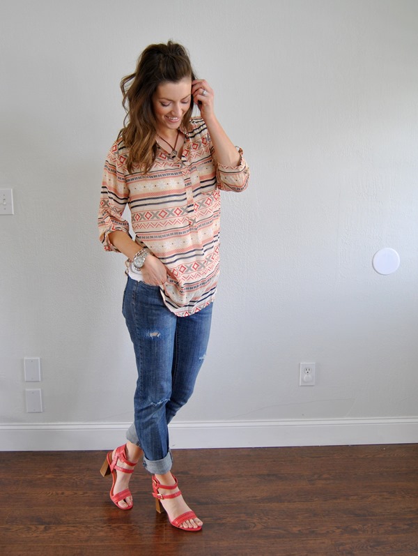 DIY(ish) Distressed Boyfriend Jeans + Aztec // www.maybematilda.com