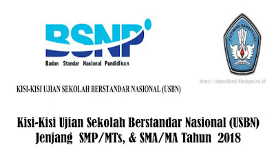 Kisi-Kisi Ujian Sekolah Berstandar Nasional (USBN) Jenjang SMP/MTs, dan SMA/MA Tahun  2018