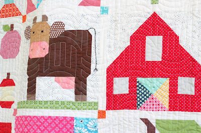 Lori Holt's Vintage Farm Girl Quilt in 12" blocks - barn and cow blocks