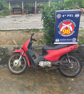 Polícia Militar de Mundo Novo recupera moto com restrição de roubo