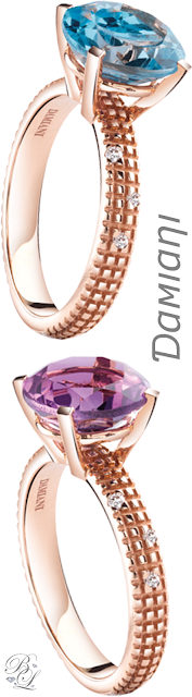 ♦Damiani Metropolitan Dream blue topaz and pink amethyst diamond rings #damiani #jewelry #brilliantluxury