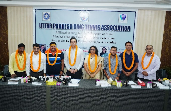 सनबीम स्कूल वरुणा मेँ उत्तर प्रदेश रिंग टेनिस एसोसिएसन के तत्वावधान में आयोजित की गई पत्रकार वार्ता