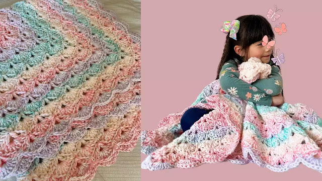 PASO A PASO GRATIS de Linda Manta Arcoíris a Crochet