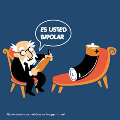 HUMOR GRAFICO. Pila BIPOLAR. HUMOR casi INTELIGENTE