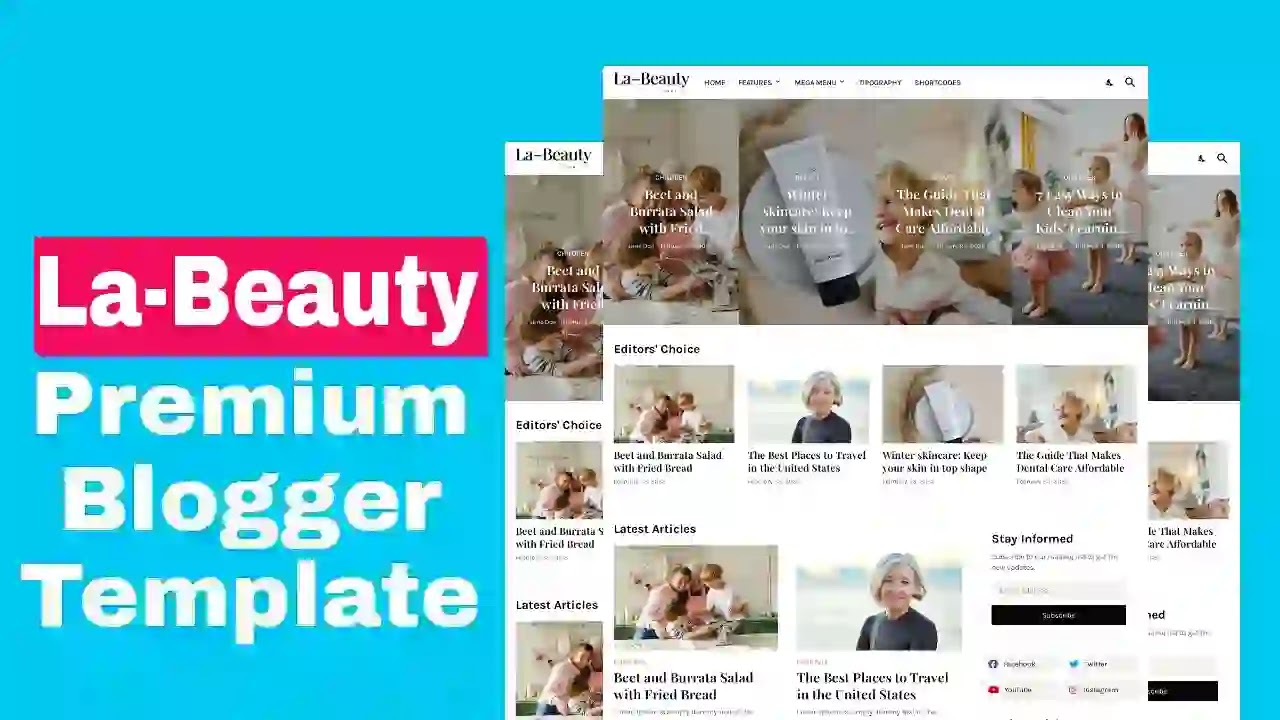 La Beauty Premium Blogger Template Free Download Now Latest