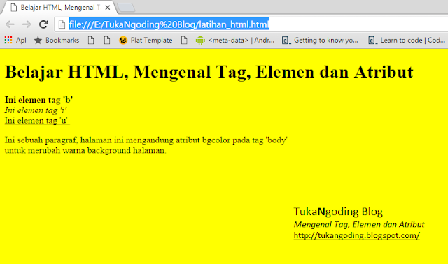 Mengenal Tag, Elemen dan Atribut HTML