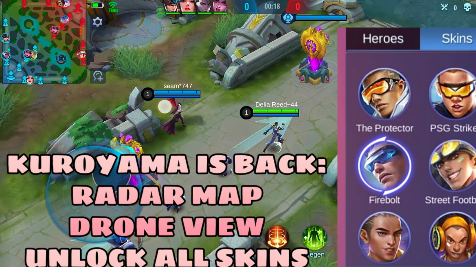 Gamingblog Mobile Legends 1 5 46 Kuroyama Mod Apk Radar Map Hack Drone View Unlock All Skins