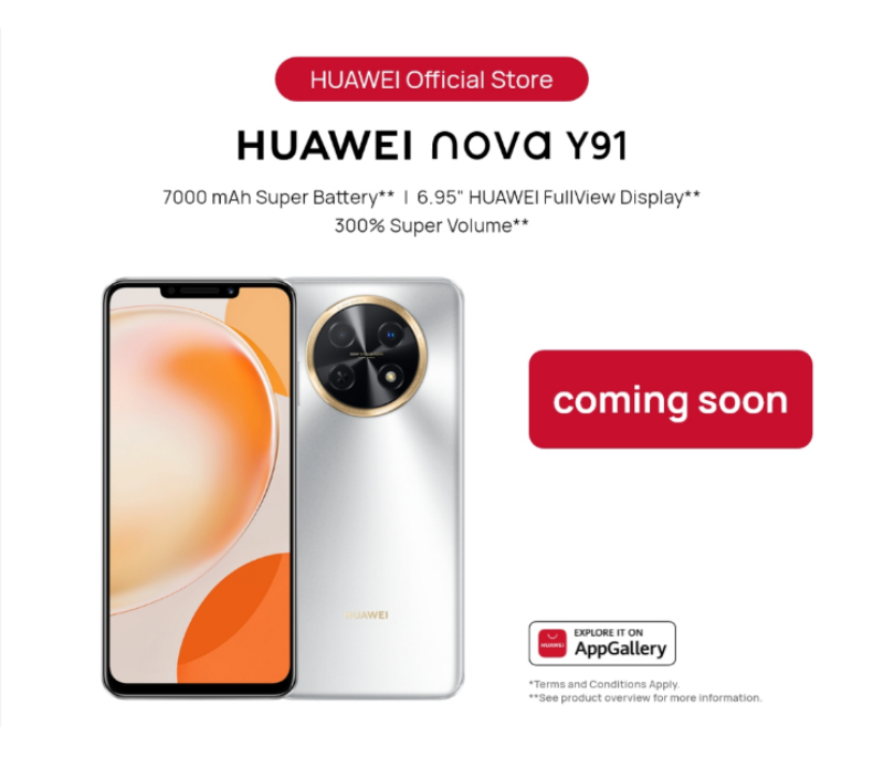 HUAWEI Y91 is coming soon in PH: Premium design, 7,000mAh battery and 256GB storage!