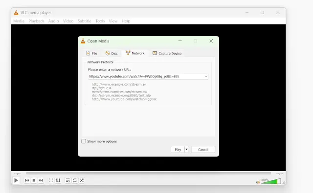 YouTube video in VLC