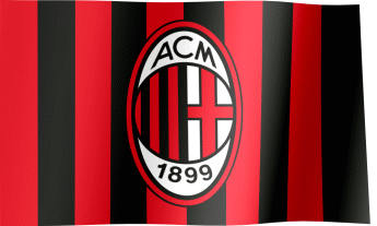 The waving fan flag of A.C. Milan with the logo (Animated GIF)
