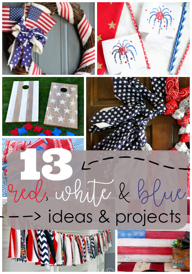 13 Red, White & Blue Ideas & Projects at GingerSnapCrafts.com #4thofJuly #patriotic #redwhiteandblue