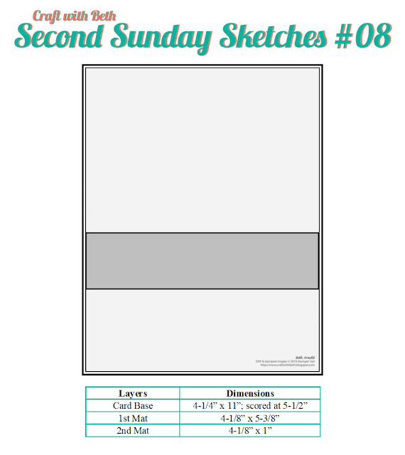 Craft with Beth: Stampin' Up! Second Sunday Sketches card sketch challenge graphic 08 with measurements