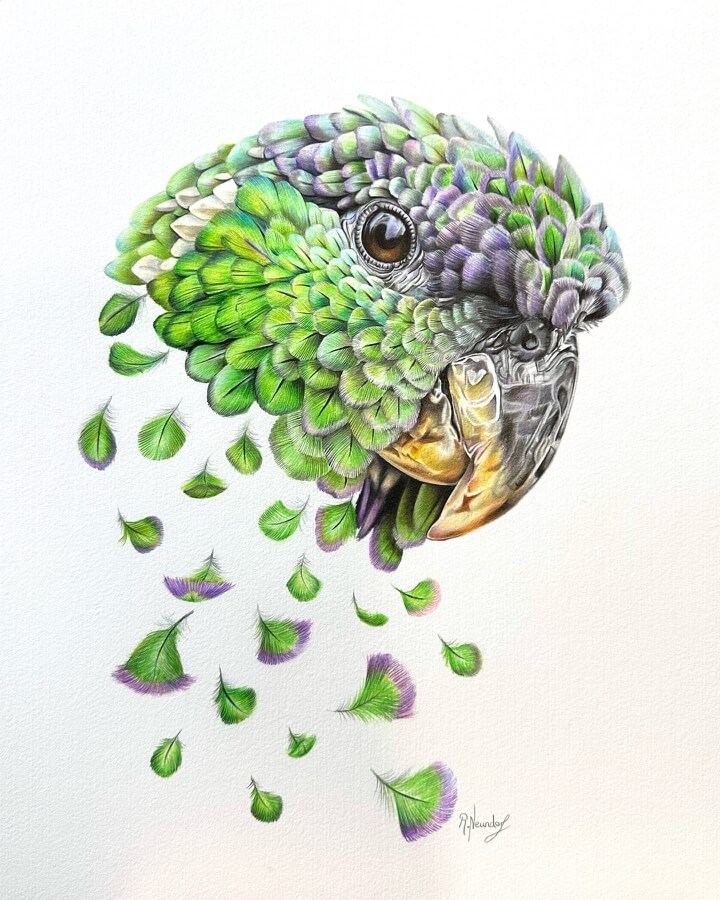 07-A-parrot-Rebecca-Neundorf-Animal-Art-www-designstack-co