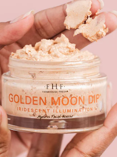 Golden Moon Dip Body Mousse by FarmHouse Fresh, showcased in a luxurious setting.