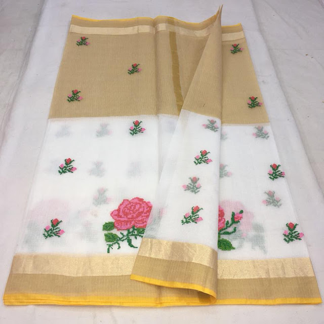 Cotton Kota Embroidery Saree 