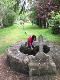 Looking into Saint Brigid's stone holy well at Kildare, Ireland