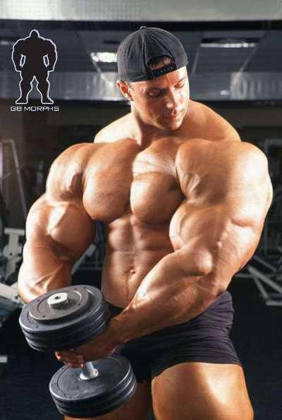 and muscle increases with big inflated biceps deltoids pecs etc