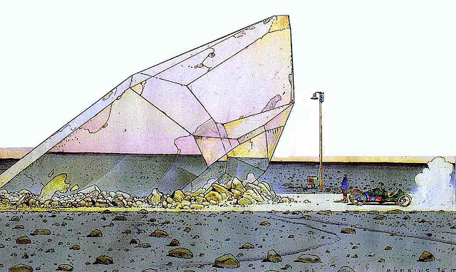 Moebius 1986, a giant purple crystal in the desert