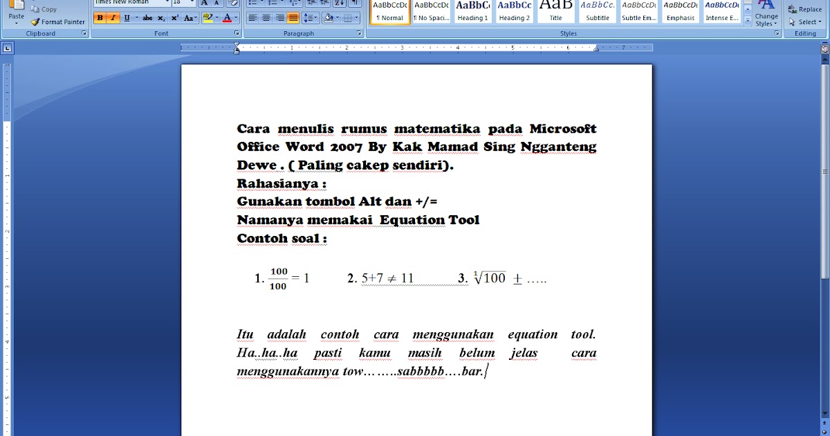 Mewarnai Gambar Anak - anak: Cara menulis rumus Matematika 